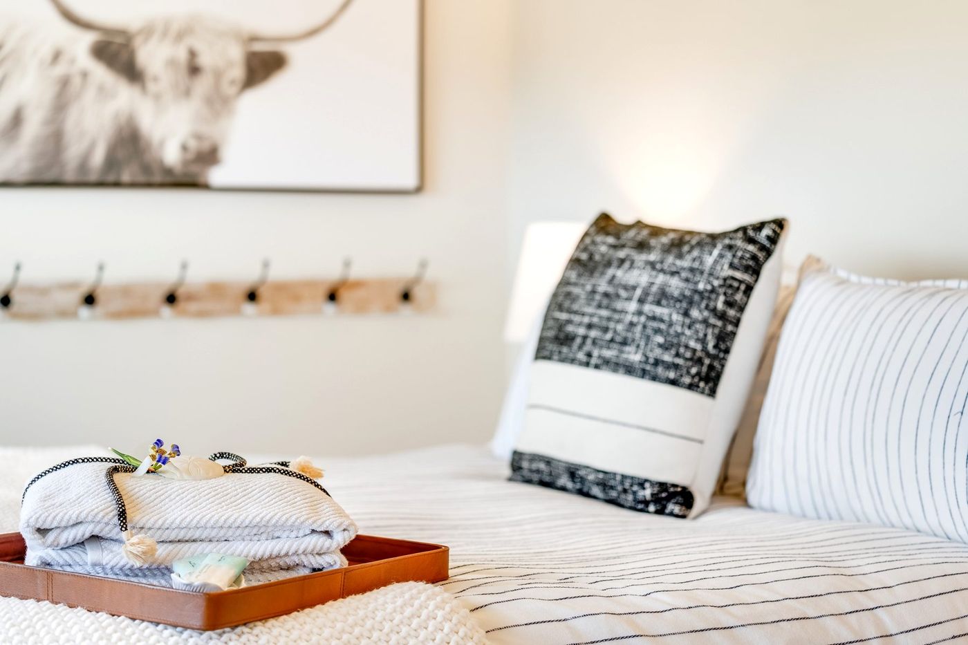 Bedroom with crisp white linens